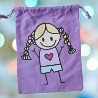 Bedrukte kindertas | paars met meisje