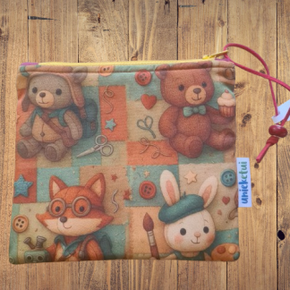Handgemaakt etui met vintage beren-print