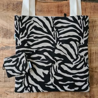 Handgemaakte omkeerbare tote bag met panter-print