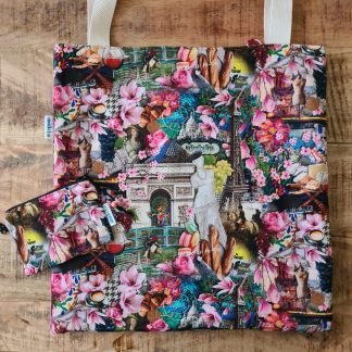 Handgemaakte omkeerbare tote bag in vintage stof