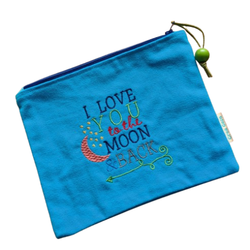 Etui canvas met katoenen binnenvoering i love you to the moon and back